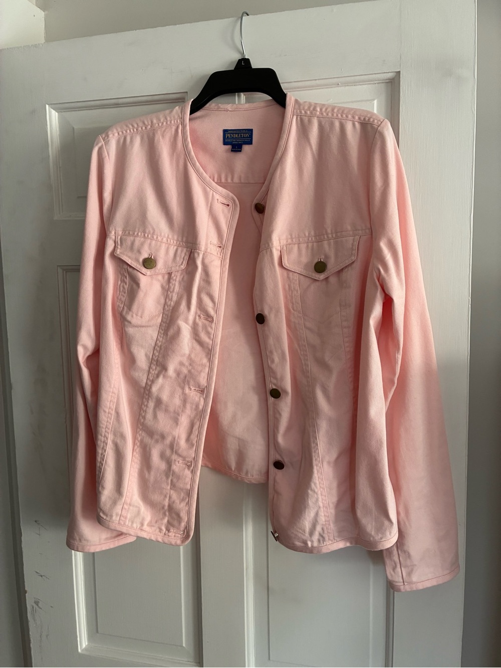 Pendleton Women's Pale Pink Collarless Button Jacket